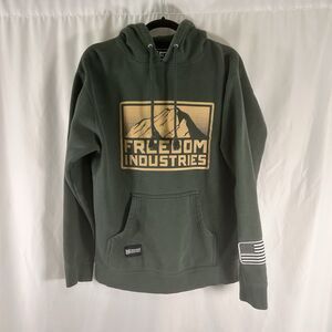 Freedom Industries Hoodie Men's Medium Green Pockets Drawstring Pullover